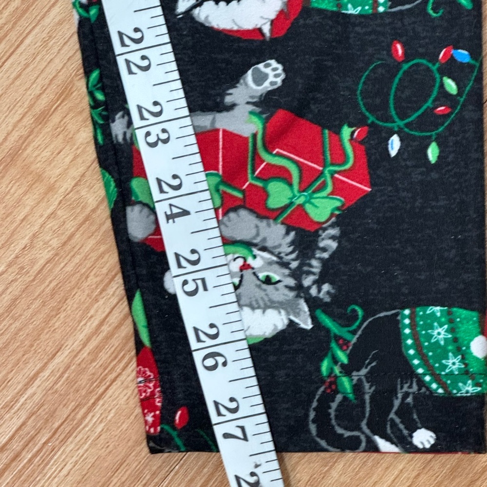 Holiday Time Charcoal Gray Christmas Cat‎ Leggings Size L-XL - Picture 9 of 9